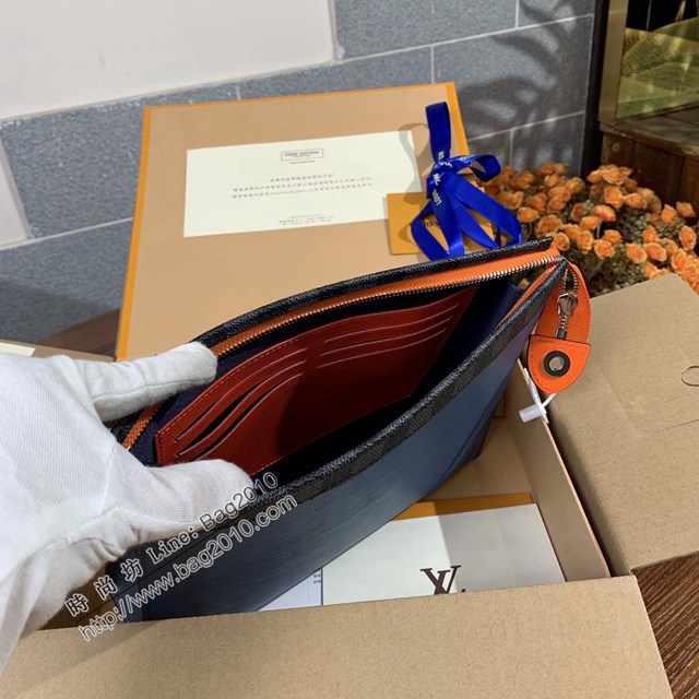 LV專櫃2023新款升級版男士手包 M62912藍色 路易威登Pochette Voyage中號手袋手拿包 dn1033